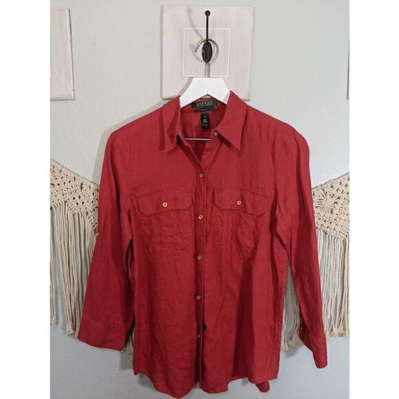 Ralph Lauren Tops - Ralph Lauren Red Button Up